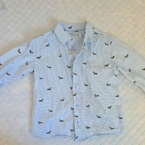 Mayoral Light Blue Checkered Shirt with Dog Design